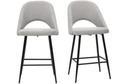 Online Miliboo Set de 2 taburetes de cocina efecto aterciopelado texturizado gris 65 cm COSETTE