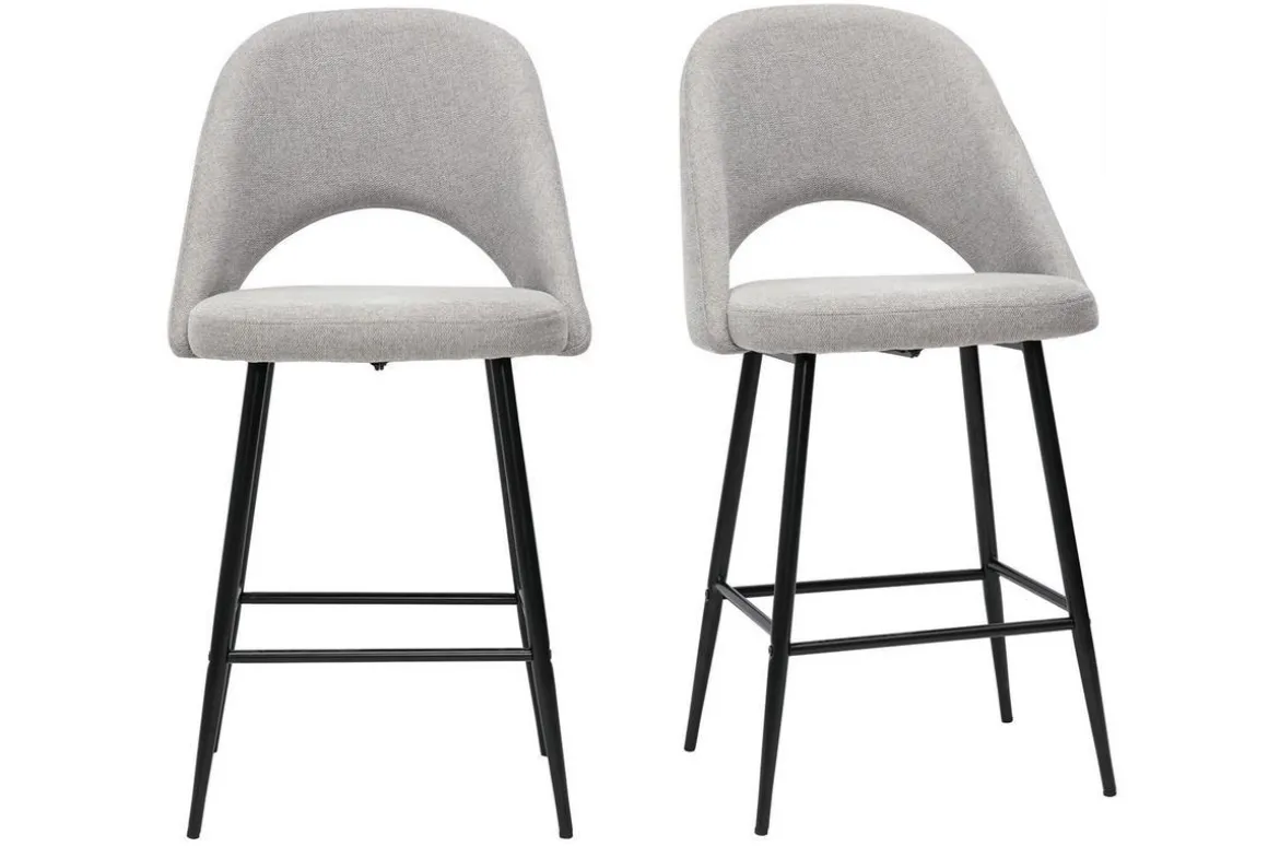 Online Miliboo Set de 2 taburetes de cocina efecto aterciopelado texturizado gris 65 cm COSETTE