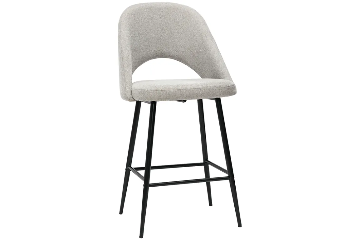 Online Miliboo Set de 2 taburetes de cocina efecto aterciopelado texturizado gris 65 cm COSETTE