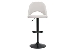 New Miliboo Set de 2 taburetes de cocina regulables de tejido efecto aterciopelado texturizado beige y metal negro COSETTE