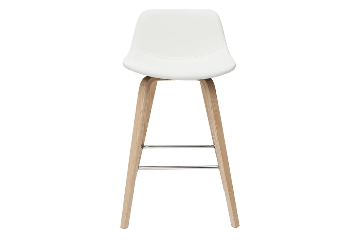 Online Miliboo Set de 2 taburetes de cocina de diseño blanco con madera clara 65 cm NONIE