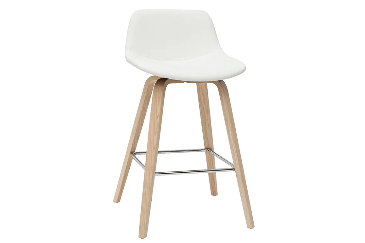 Online Miliboo Set de 2 taburetes de cocina de diseño blanco con madera clara 65 cm NONIE