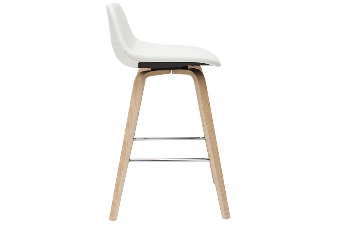 Online Miliboo Set de 2 taburetes de cocina de diseño blanco con madera clara 65 cm NONIE