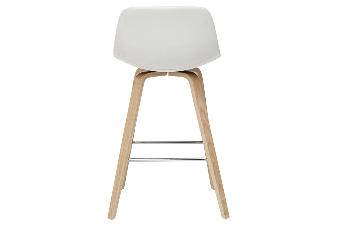 Online Miliboo Set de 2 taburetes de cocina de diseño blanco con madera clara 65 cm NONIE