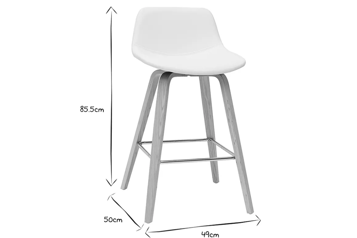 Online Miliboo Set de 2 taburetes de cocina de diseño blanco con madera clara 65 cm NONIE