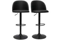 Cheap Miliboo Set de 2 taburetes de cocina ajustables de poliuretano negro y metal negro CELESTE