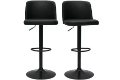 Best Miliboo Set de 2 taburetes de cocina ajustables de poliuretano negro y metal negro MONTI