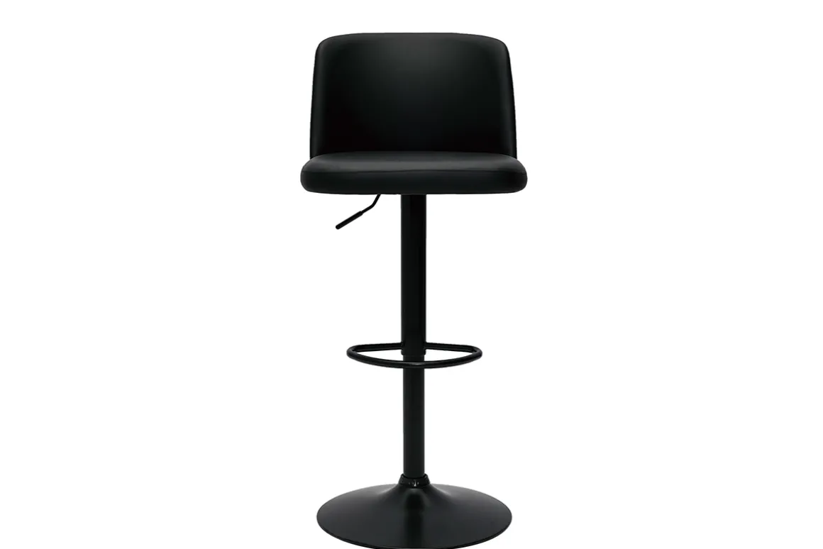 Best Miliboo Set de 2 taburetes de cocina ajustables de poliuretano negro y metal negro MONTI