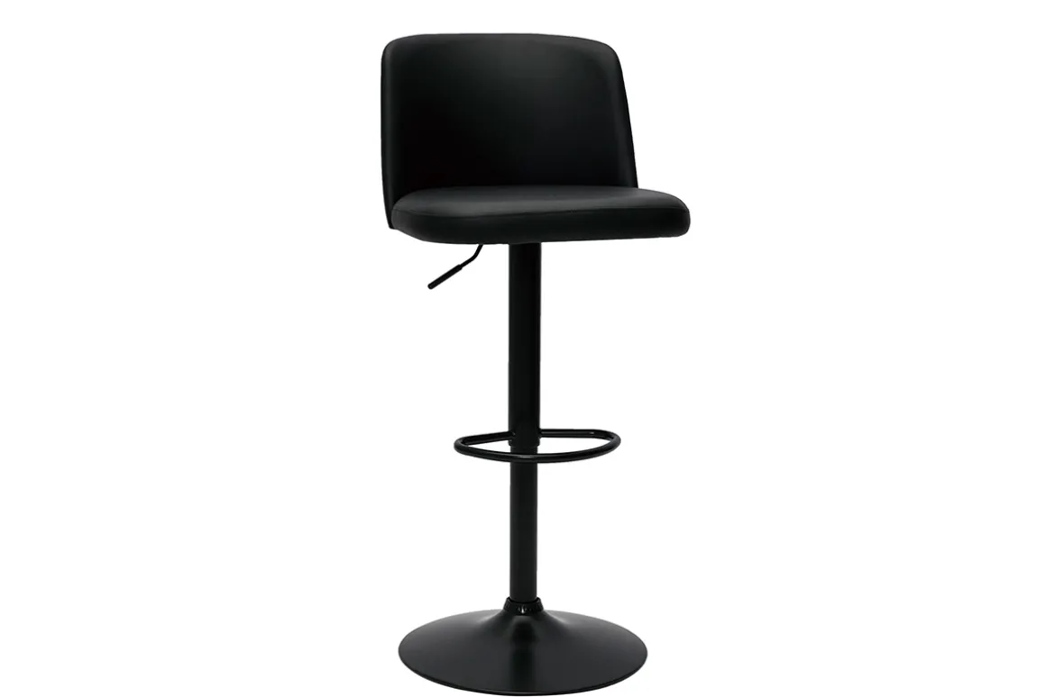 Best Miliboo Set de 2 taburetes de cocina ajustables de poliuretano negro y metal negro MONTI