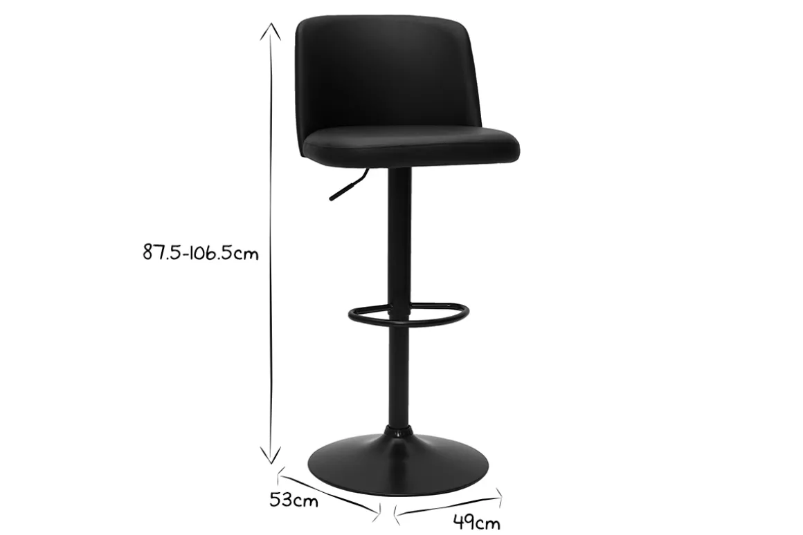 Best Miliboo Set de 2 taburetes de cocina ajustables de poliuretano negro y metal negro MONTI