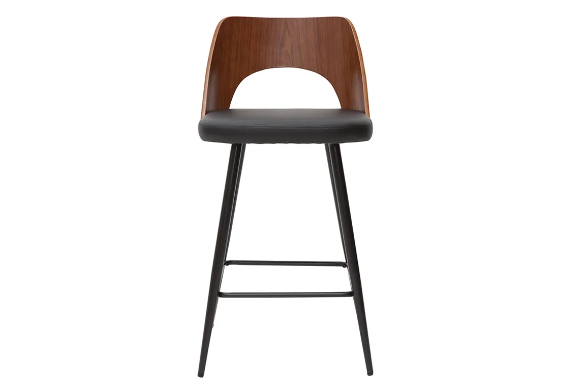 Sale Miliboo Set de 2 taburetes de cocina de diseño negro y nogal 66,5 cm FALCOM
