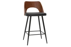 Sale Miliboo Set de 2 taburetes de cocina de diseño negro y nogal 66,5 cm FALCOM