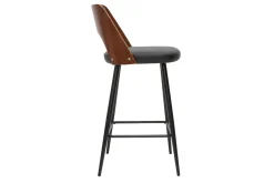Sale Miliboo Set de 2 taburetes de cocina de diseño negro y nogal 66,5 cm FALCOM