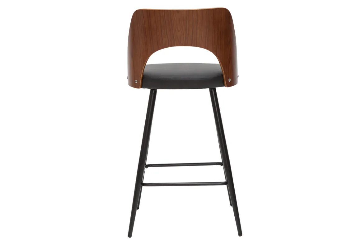 Sale Miliboo Set de 2 taburetes de cocina de diseño negro y nogal 66,5 cm FALCOM