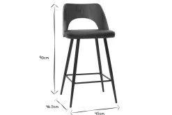 Sale Miliboo Set de 2 taburetes de cocina de diseño negro y nogal 66,5 cm FALCOM