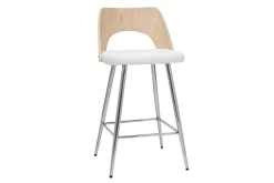 Store Miliboo Set de 2 taburetes de cocina de diseño madera y blanco 66,5 cm FALCOM