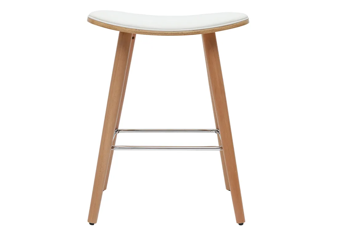 Online Miliboo Set de 2 taburetes de cocina de madera clara y blanco 65 cm MEADOW