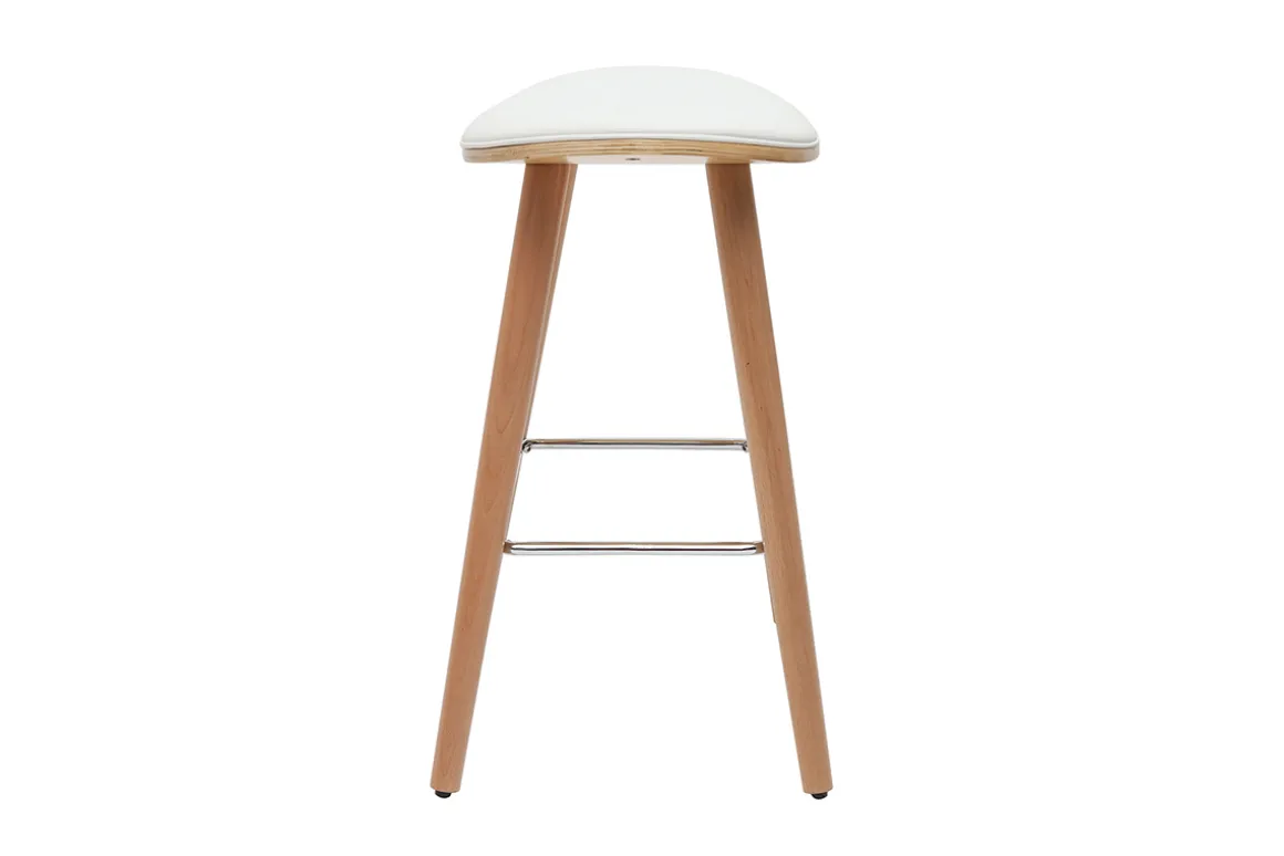 Online Miliboo Set de 2 taburetes de cocina de madera clara y blanco 65 cm MEADOW