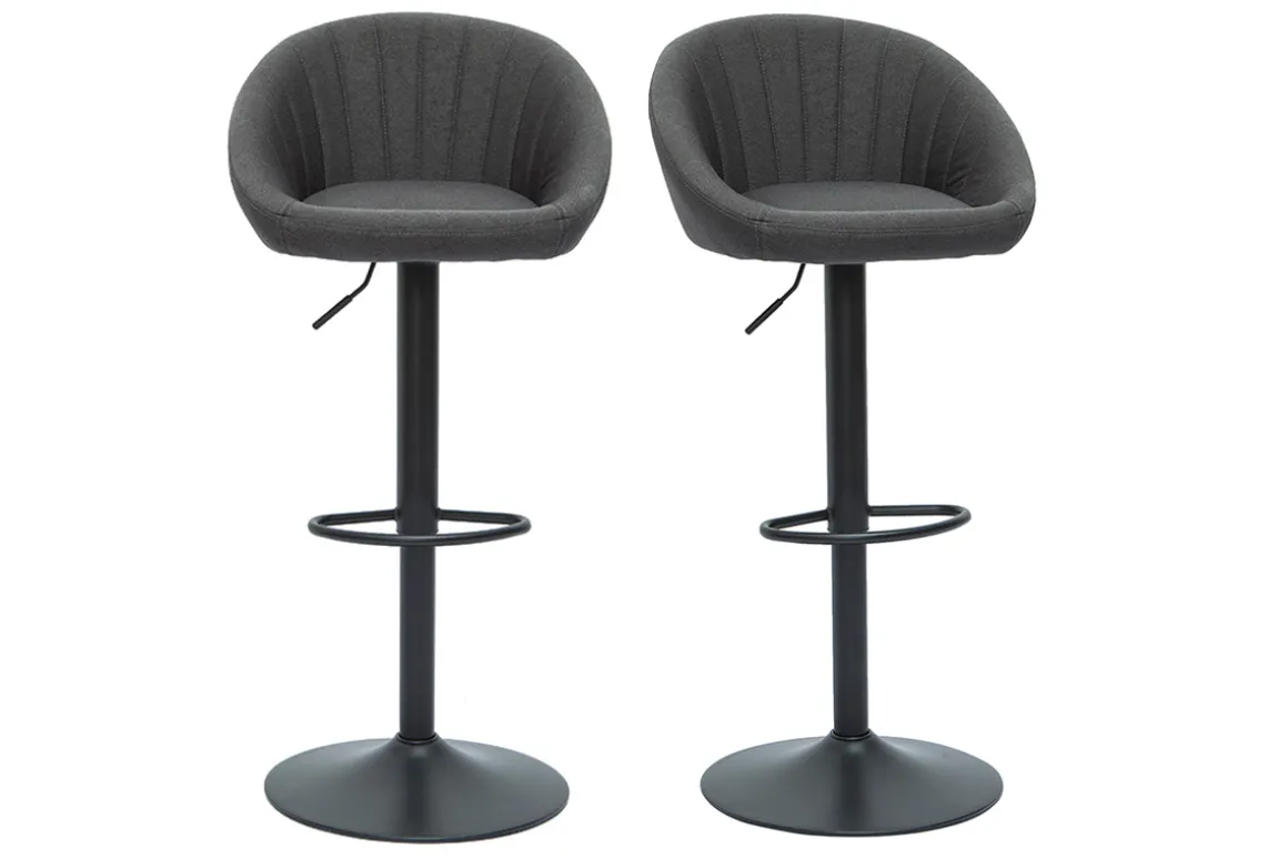Outlet Miliboo Set de 2 taburetes de cocina ajustables de diseño gris SHERU
