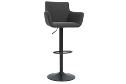 Fashion Miliboo Set de 2 taburetes de cocina ajustables de tela gris antracita y metal negro CARLIE