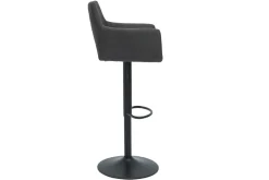 Fashion Miliboo Set de 2 taburetes de cocina ajustables de tela gris antracita y metal negro CARLIE