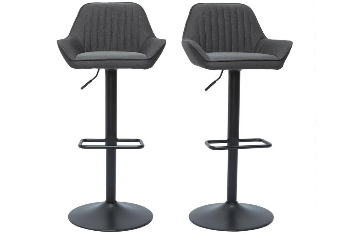 Cheap Miliboo Set de 2 taburetes de cocina ajustables de diseño de tejido gris antracita RONNIE