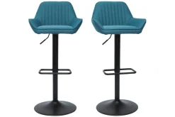 Best Sale Miliboo Set de 2 taburetes de cocina ajustables de diseño de tejido azul petróleo RONNIE