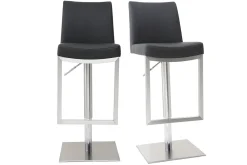 New Miliboo Set de 2 taburetes de cocina regulables negros con acero cromado KYLE