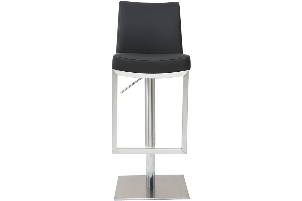 New Miliboo Set de 2 taburetes de cocina regulables negros con acero cromado KYLE