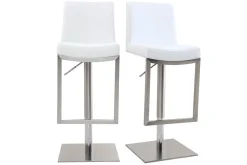 Outlet Miliboo Set de 2 taburetes de cocina regulables blancos con acero cromado KYLE