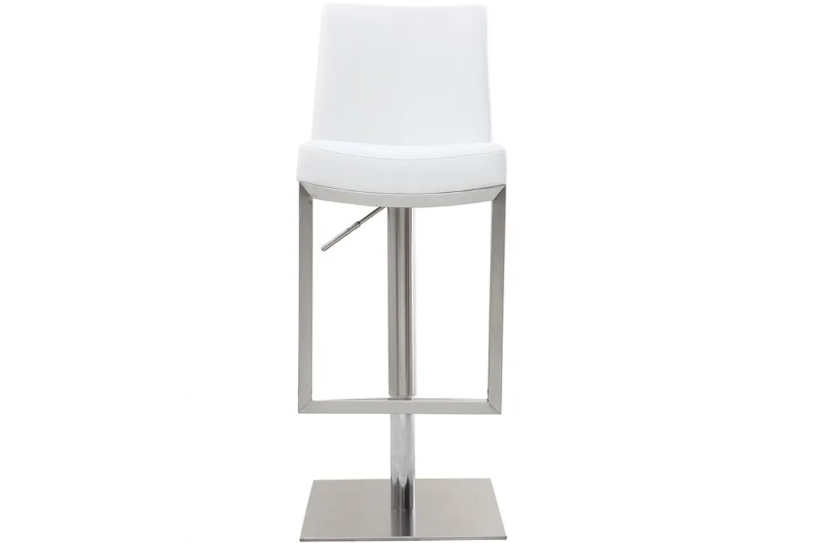 Outlet Miliboo Set de 2 taburetes de cocina regulables blancos con acero cromado KYLE