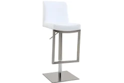 Outlet Miliboo Set de 2 taburetes de cocina regulables blancos con acero cromado KYLE