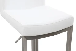 Outlet Miliboo Set de 2 taburetes de cocina regulables blancos con acero cromado KYLE