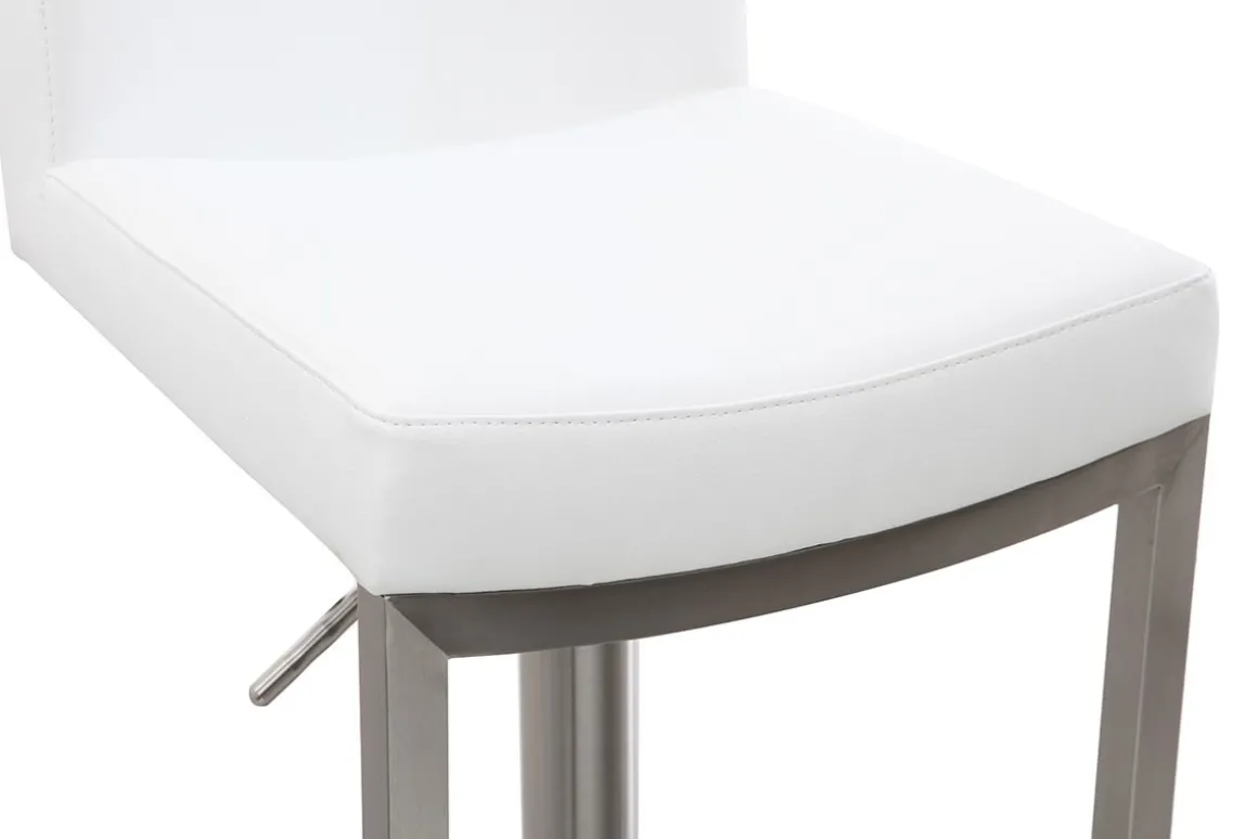 Outlet Miliboo Set de 2 taburetes de cocina regulables blancos con acero cromado KYLE