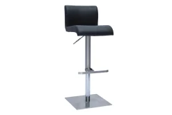 Fashion Miliboo Set de 2 taburetes de cocina de diseño regulable negro y acero inoxidable cepillado SHEINA