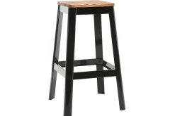Clearance Miliboo Set de 2 taburetes de cocina industriales de metal negro y madera 75 cm NICK