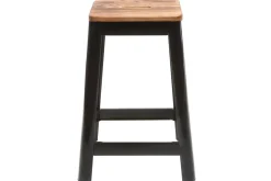 Best Sale Miliboo Set de 2 taburetes de cocina industriales de metal negro y madera 65 cm NICK