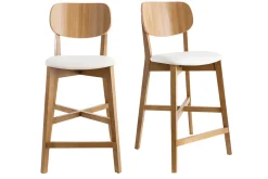 Shop Miliboo Set de 2 taburetes de cocina de madera de roble y blanco 65 cm LUCIA