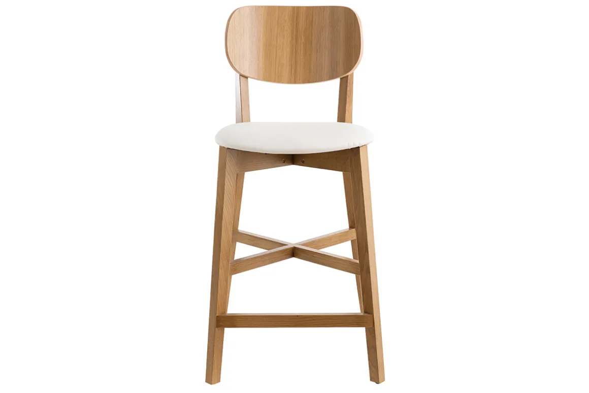 Shop Miliboo Set de 2 taburetes de cocina de madera de roble y blanco 65 cm LUCIA