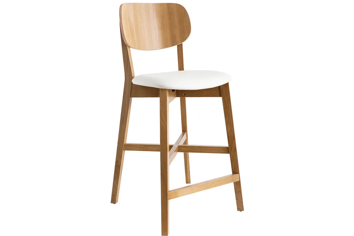 Shop Miliboo Set de 2 taburetes de cocina de madera de roble y blanco 65 cm LUCIA