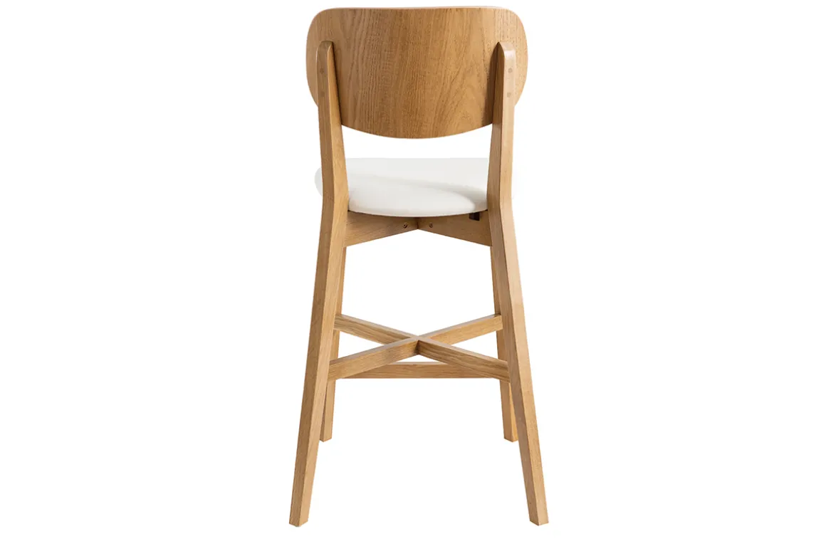 Shop Miliboo Set de 2 taburetes de cocina de madera de roble y blanco 65 cm LUCIA