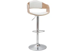 Shop Miliboo Set de 2 taburetes de cocina ajustables de poliuretano blanco y madera clara EUSTACHE
