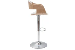 Shop Miliboo Set de 2 taburetes de cocina ajustables de poliuretano blanco y madera clara EUSTACHE