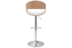 Shop Miliboo Set de 2 taburetes de cocina ajustables de poliuretano blanco y madera clara EUSTACHE