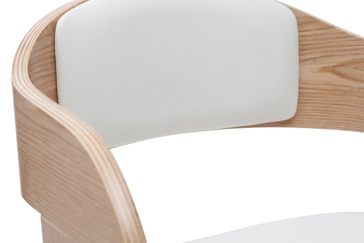 Shop Miliboo Set de 2 taburetes de cocina ajustables de poliuretano blanco y madera clara EUSTACHE