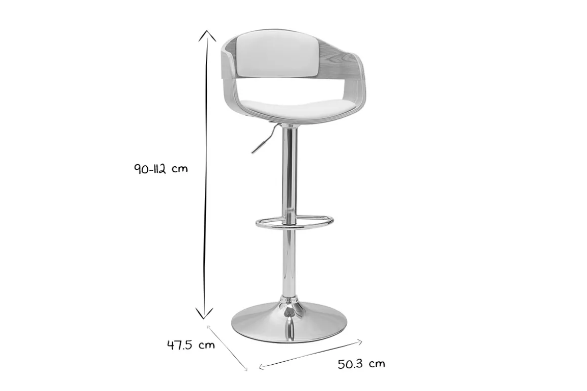 Shop Miliboo Set de 2 taburetes de cocina ajustables de poliuretano blanco y madera clara EUSTACHE