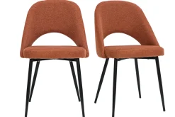 Discount Miliboo Set de 2 sillas vintage de tejido efecto aterciopelado texturizado terracota y metal COSETTE