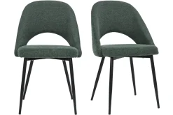 New Miliboo Set de 2 sillas vintage de tejido efecto aterciopelado texturizado verde y metal COSETTE