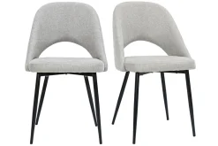 Discount Miliboo Set de 2 sillas vintage de tejido efecto aterciopelado texturizado gris y metal COSETTE