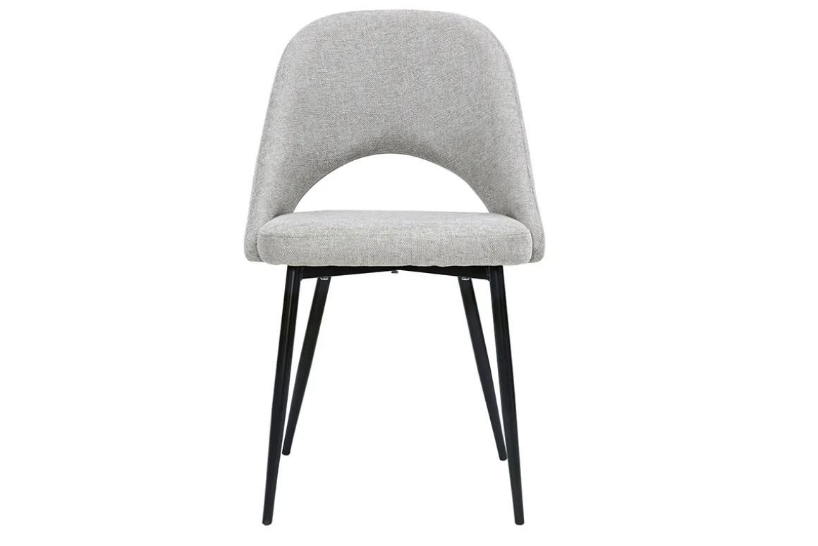 Discount Miliboo Set de 2 sillas vintage de tejido efecto aterciopelado texturizado gris y metal COSETTE